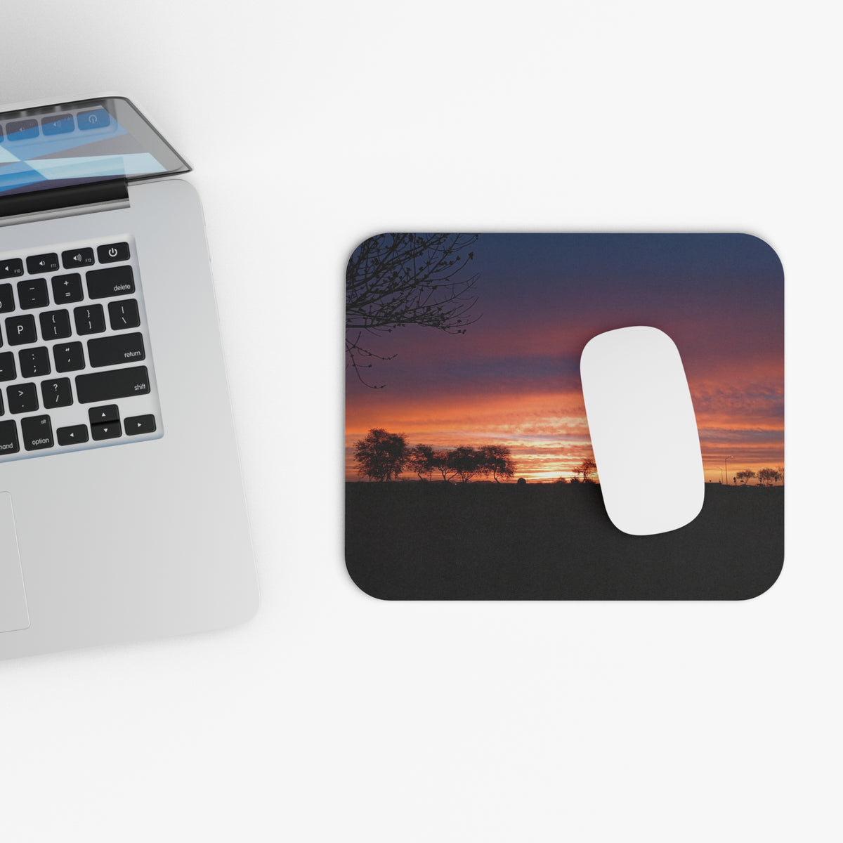 Sunrise Silhouette Mouse Pad | Morning Sky | Colorful Sunrise | Desert Sky