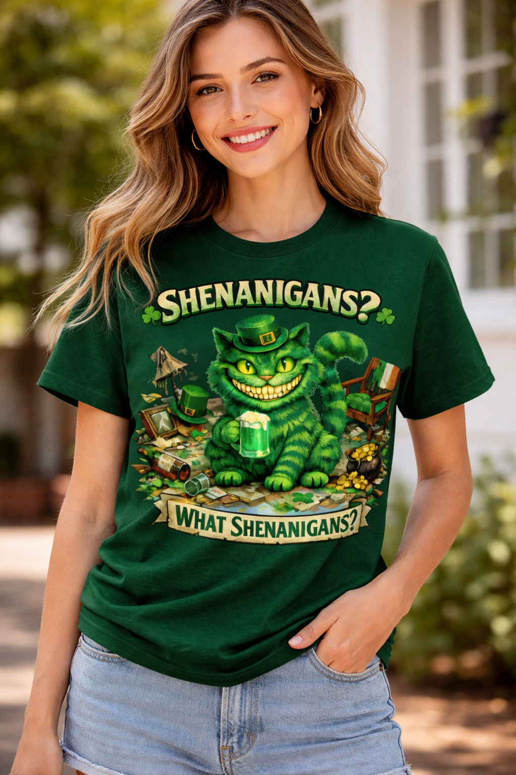 Cheshire Cat 'What Shenanigans?' T-Shirt | Humorous cat T | Irish humor T