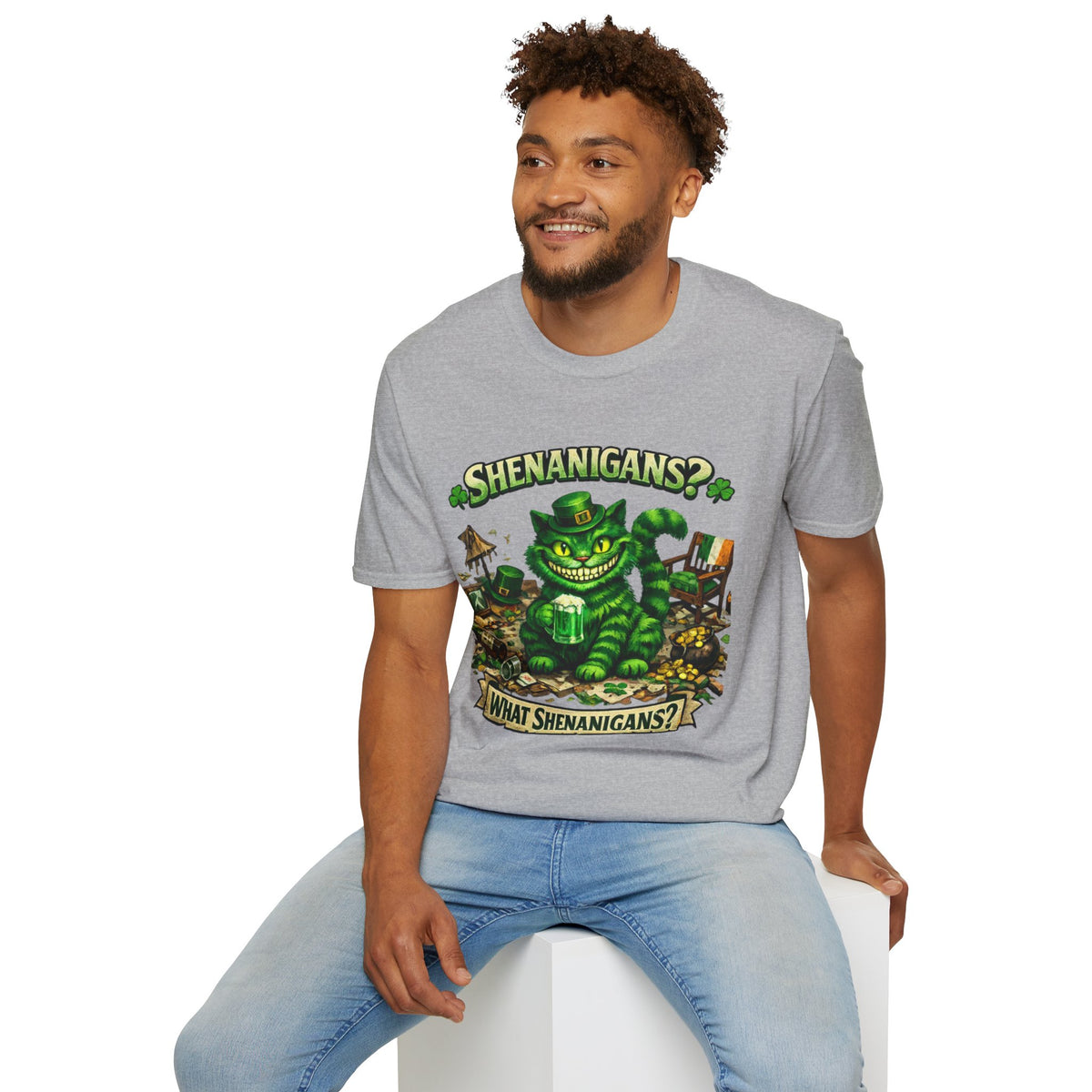 Cheshire Cat 'What Shenanigans?' T-Shirt | Humorous cat T | Irish humor T