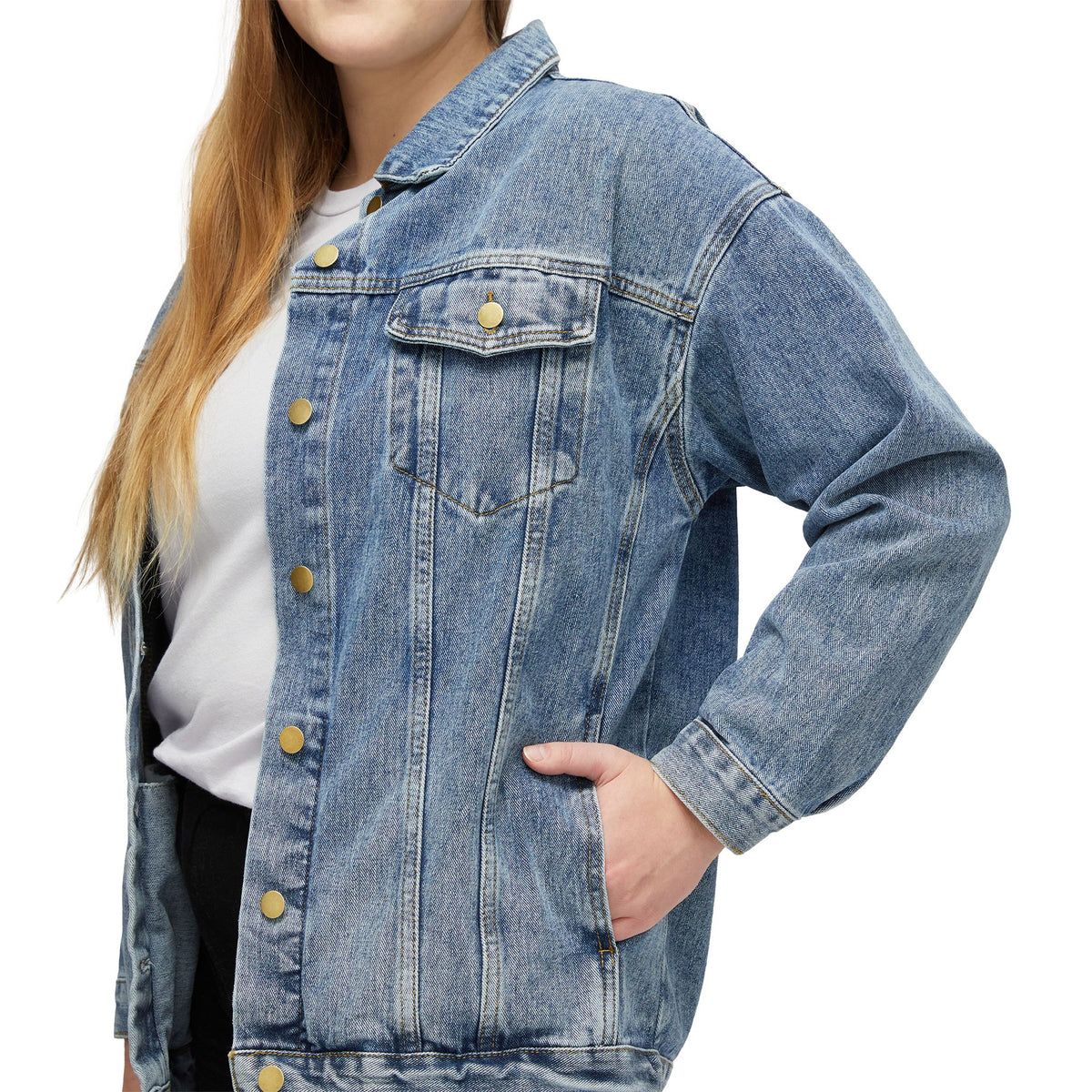 Realistic Lion Illustration Denim Jacket | Lion Graphic Jacket