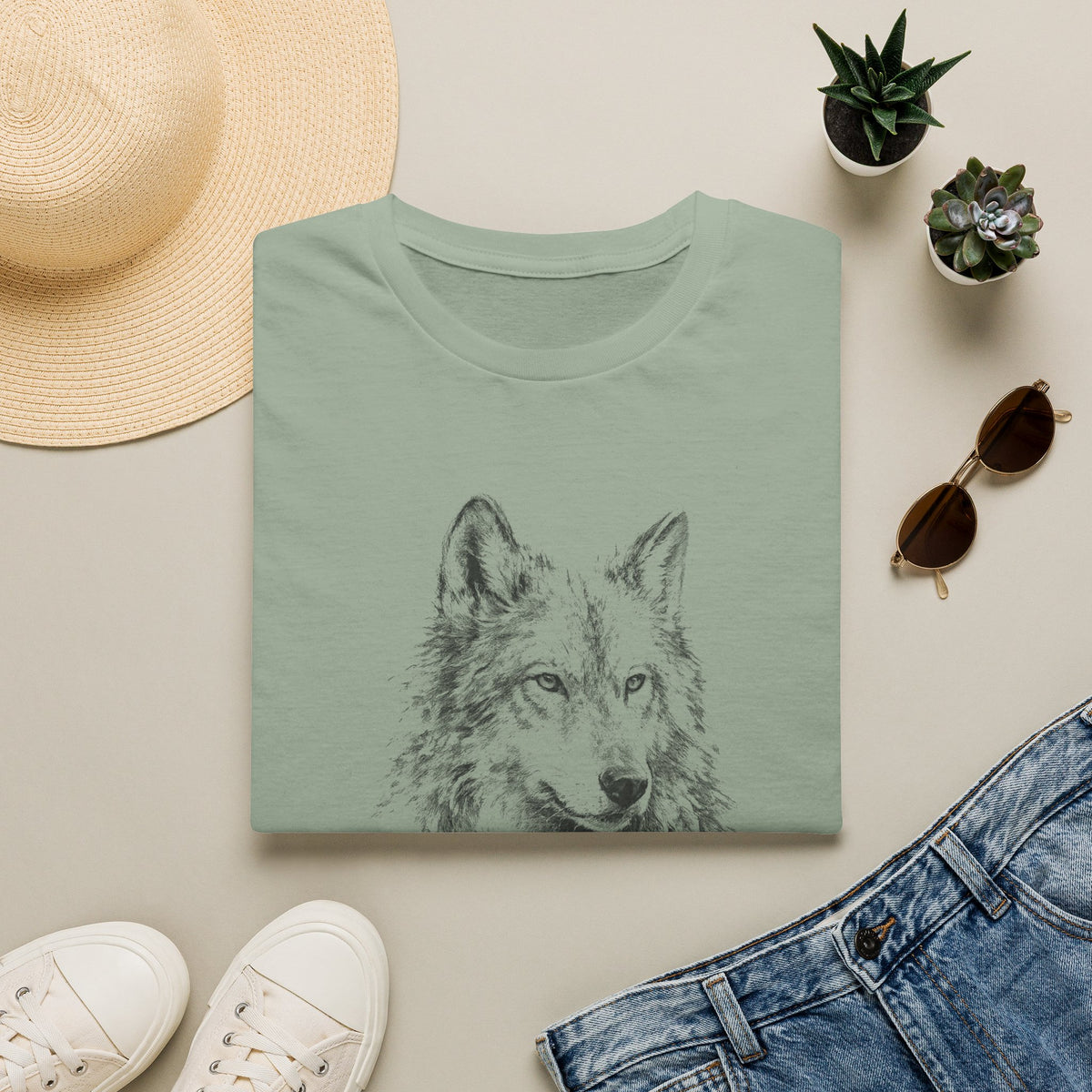 Wolf Sketch T-Shirt — Minimalist Nature Heavy Cotton Graphic Tee