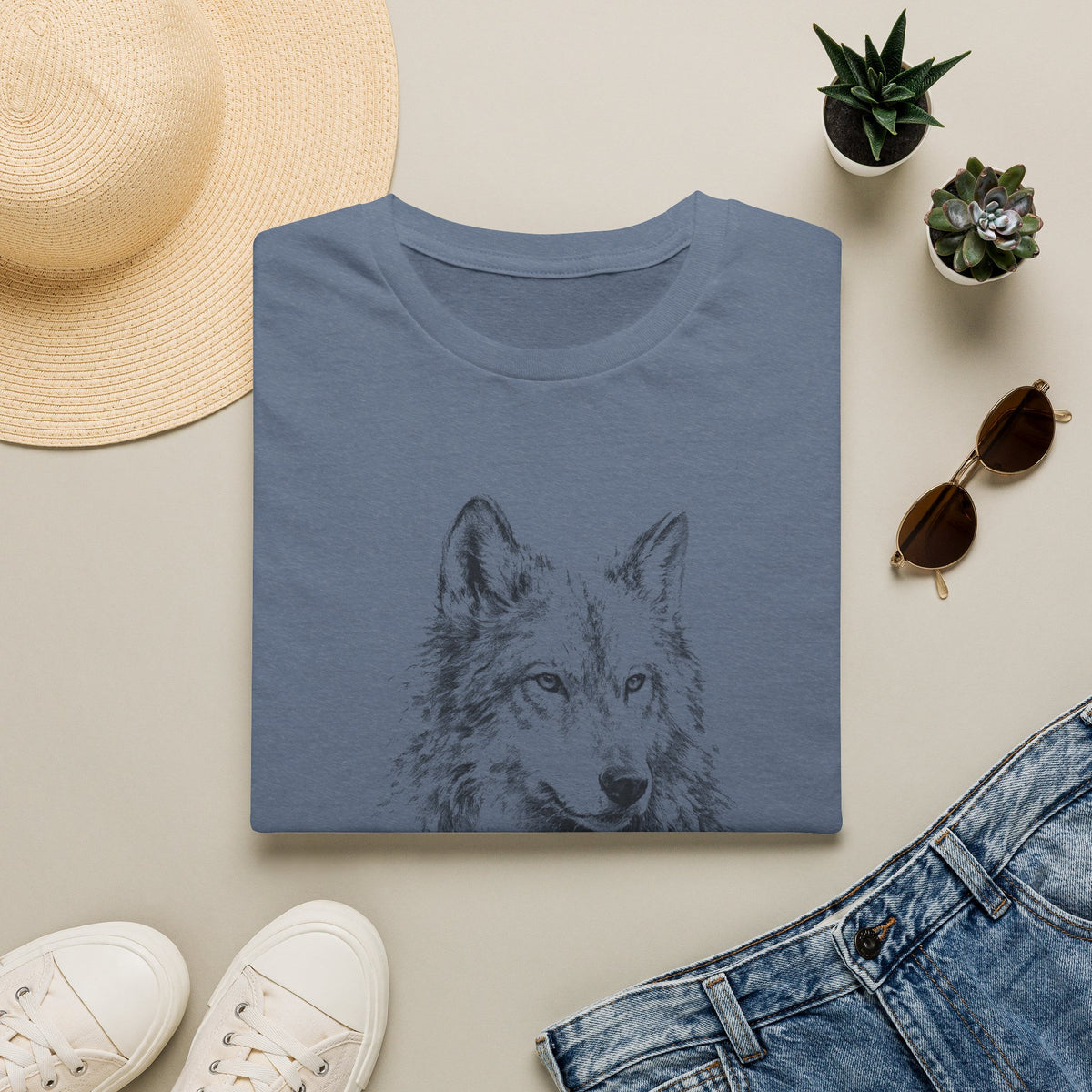 Wolf Sketch T-Shirt — Minimalist Nature Heavy Cotton Graphic Tee