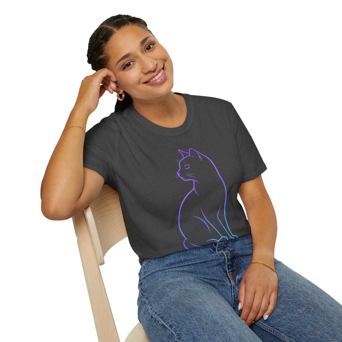 Classy Cat — Neon Outline Cat Graphic Tee