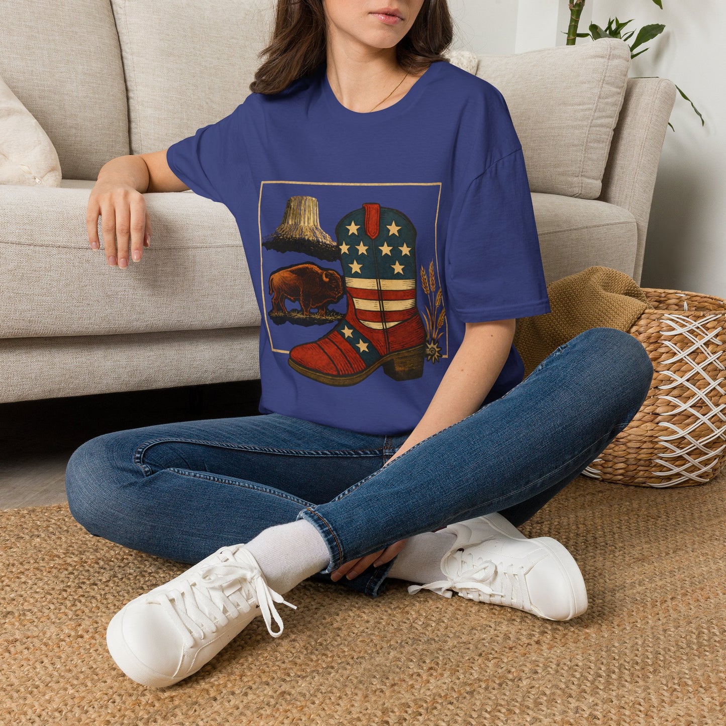 Wyoming Patriotic Cowboy Boot T-Shirt - Americana Western Graphic Tee