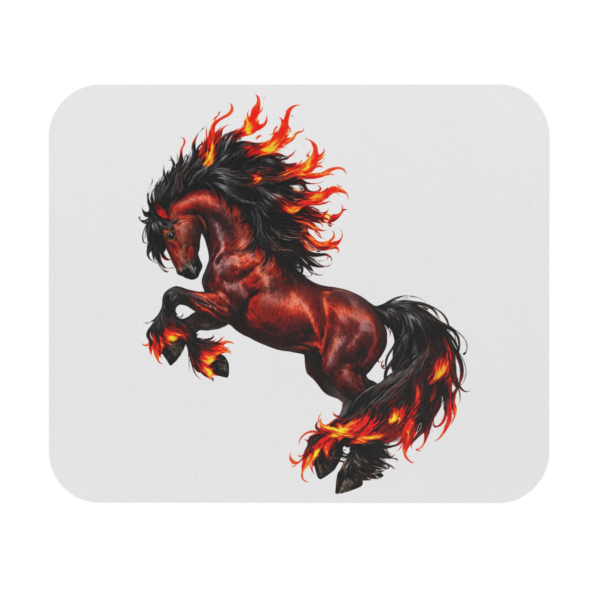 Fire Horse Desk Mat | Flaming Stallion Mouse Pad | Fantasy Equestrian Artwork