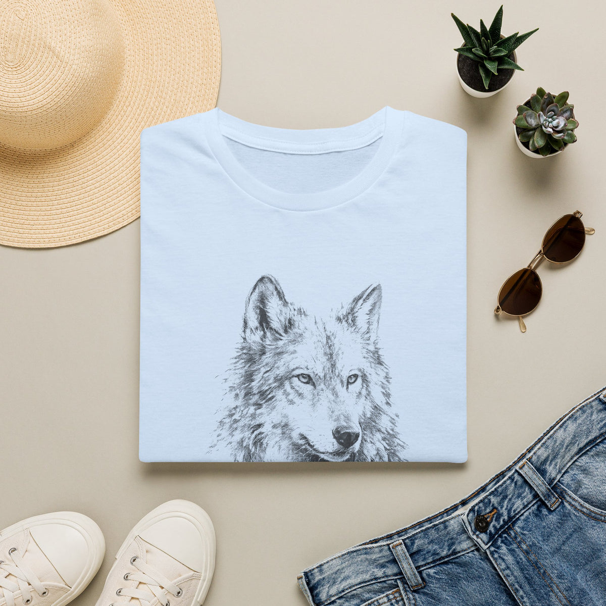 Wolf Sketch T-Shirt — Minimalist Nature Heavy Cotton Graphic Tee