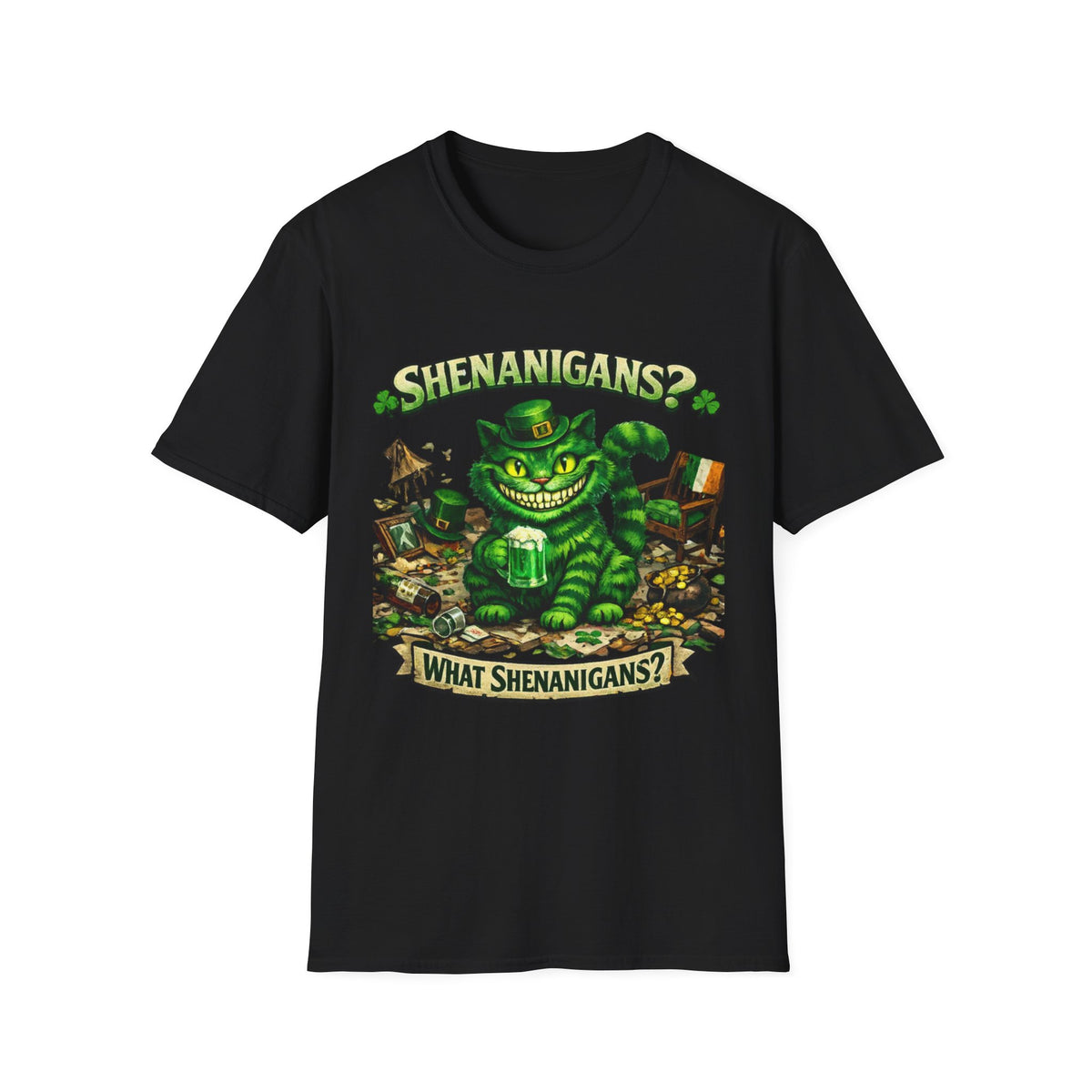 Cheshire Cat 'What Shenanigans?' T-Shirt | Humorous cat T | Irish humor T