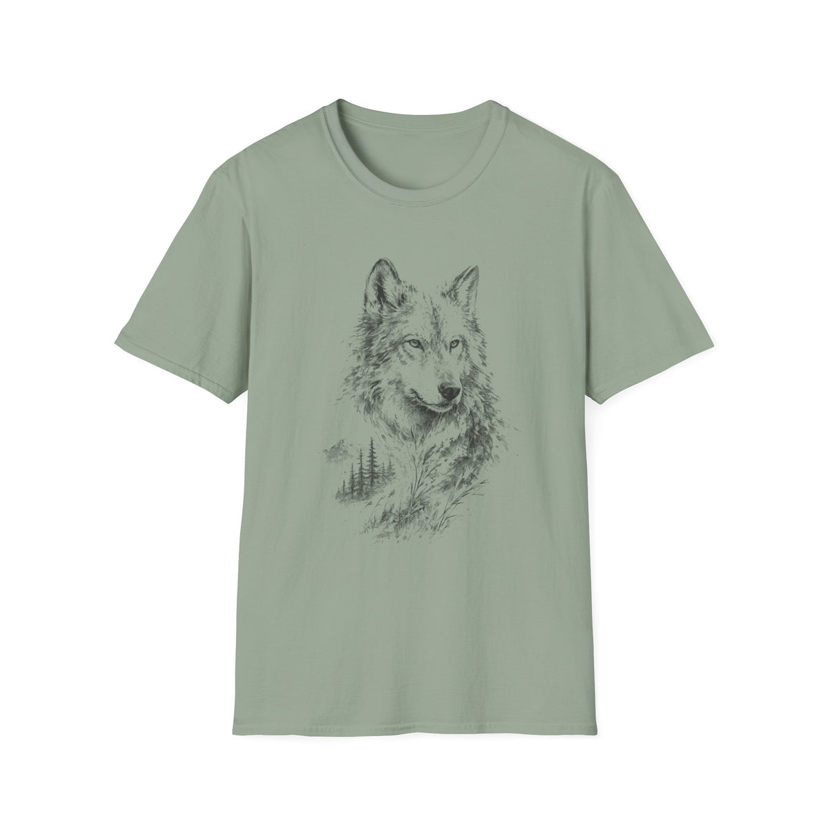 Wolf Sketch T-Shirt — Minimalist Nature Heavy Cotton Graphic Tee