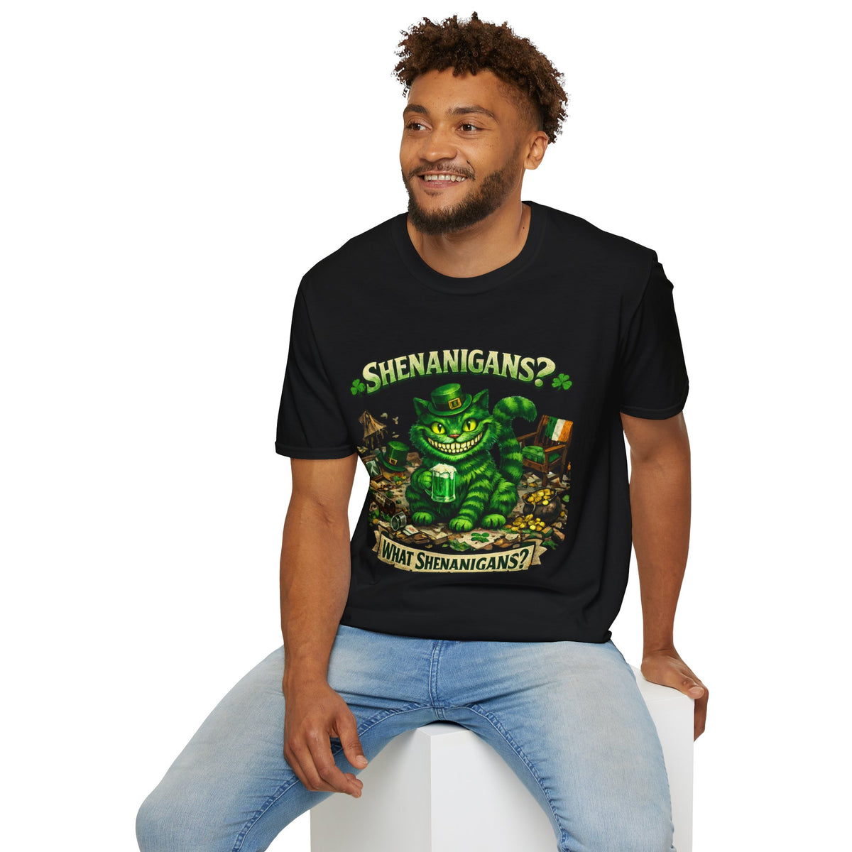 Cheshire Cat 'What Shenanigans?' T-Shirt | Humorous cat T | Irish humor T