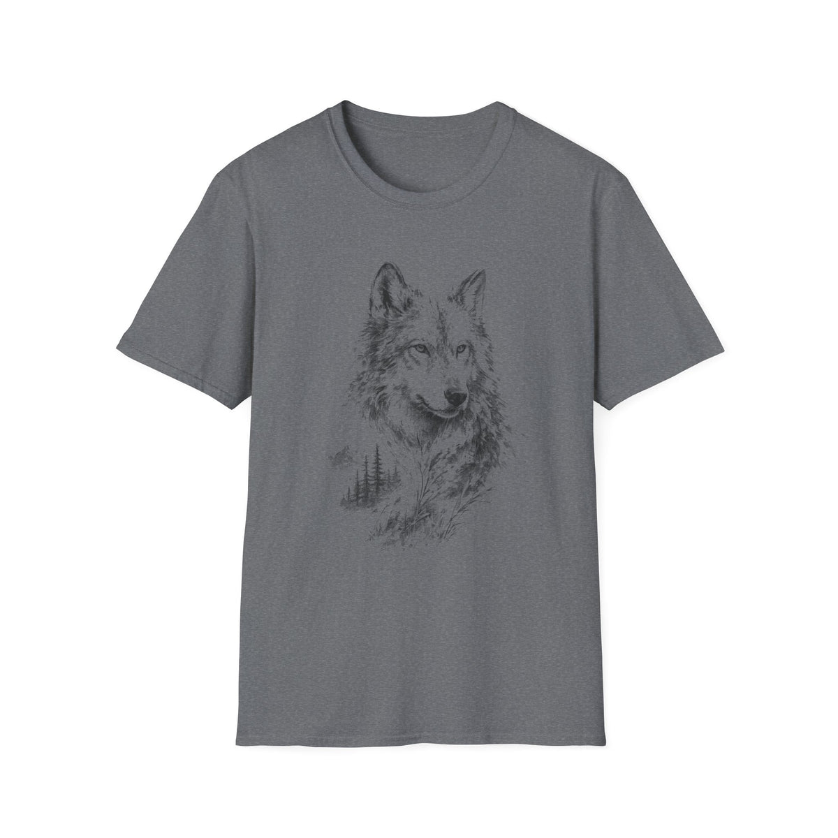 Wolf Sketch T-Shirt — Minimalist Nature Heavy Cotton Graphic Tee