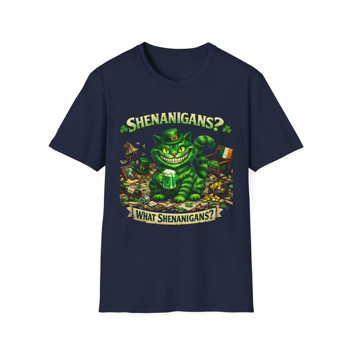 Cheshire Cat 'What Shenanigans?' T-Shirt | Humorous cat T | Irish humor T