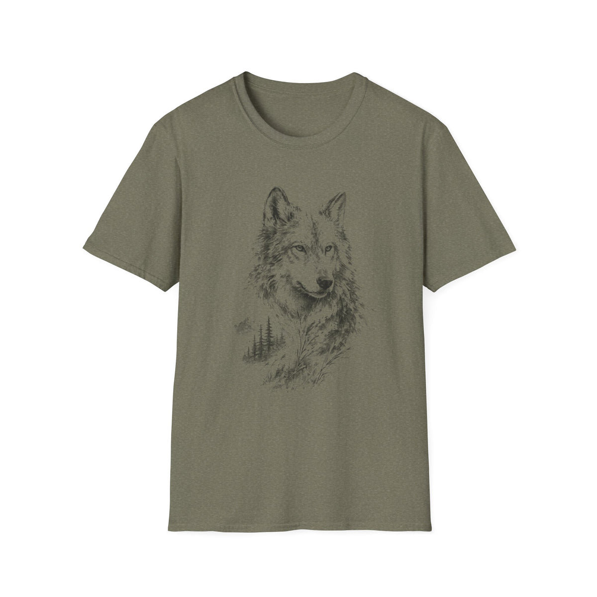 Wolf Sketch T-Shirt — Minimalist Nature Heavy Cotton Graphic Tee