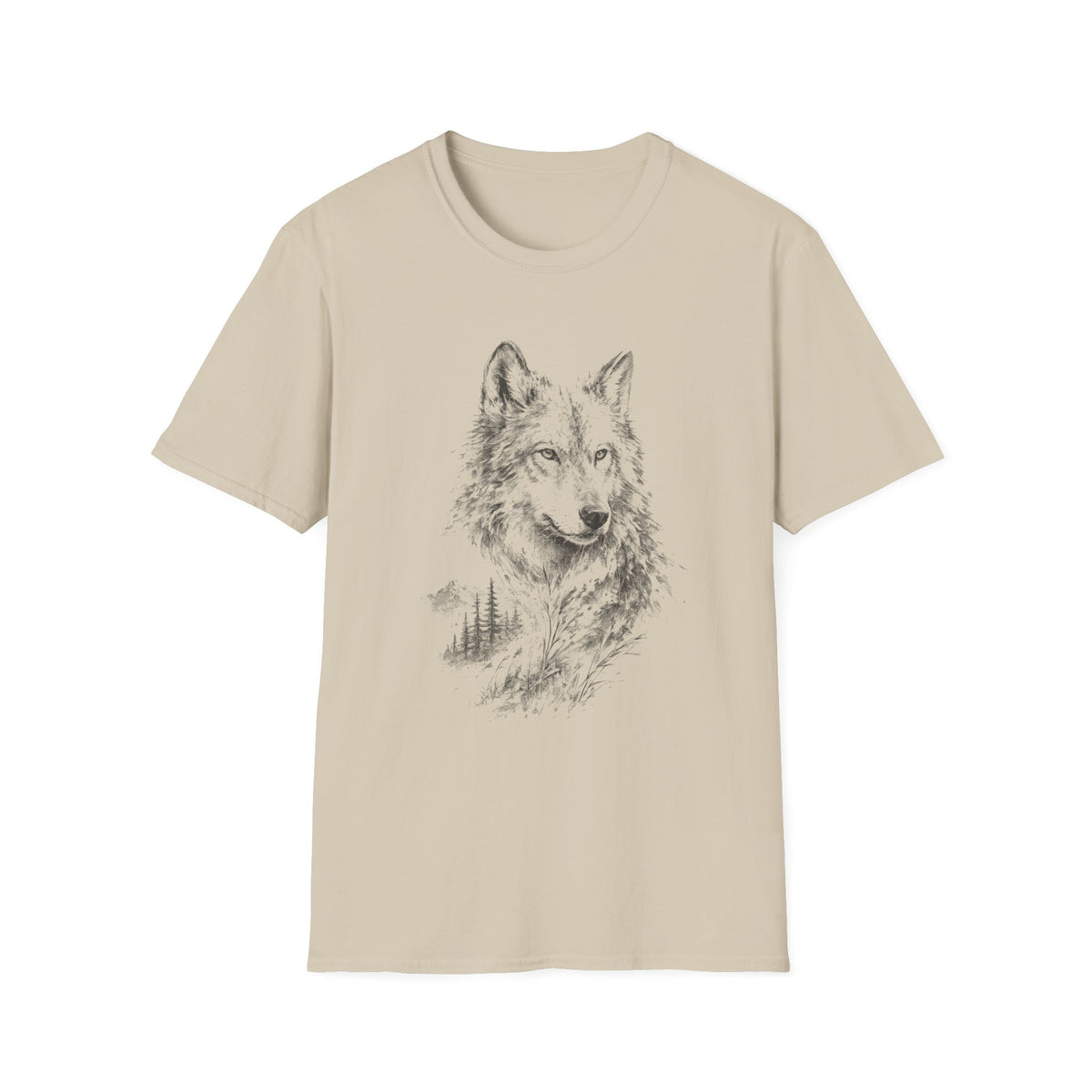 Wolf Sketch T-Shirt — Minimalist Nature Heavy Cotton Graphic Tee