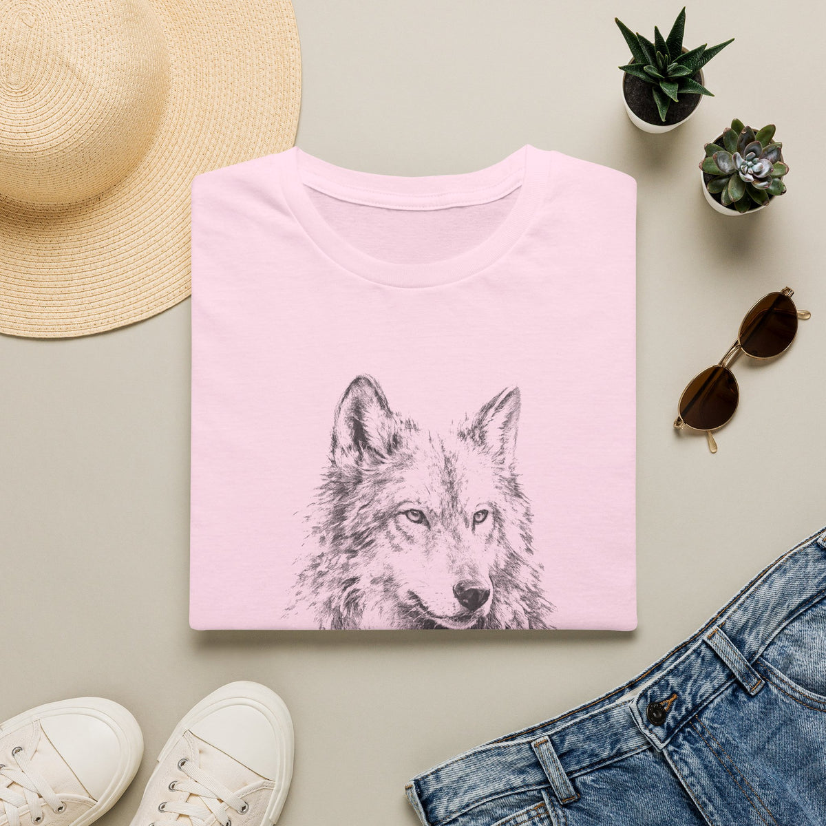 Wolf Sketch T-Shirt — Minimalist Nature Heavy Cotton Graphic Tee