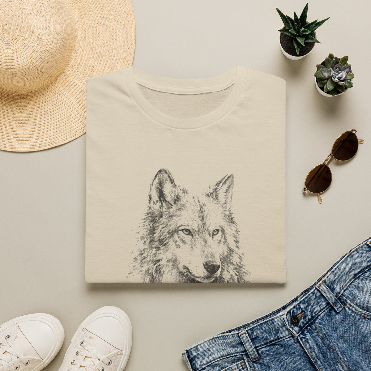 Wolf Sketch T-Shirt — Minimalist Nature Heavy Cotton Graphic Tee