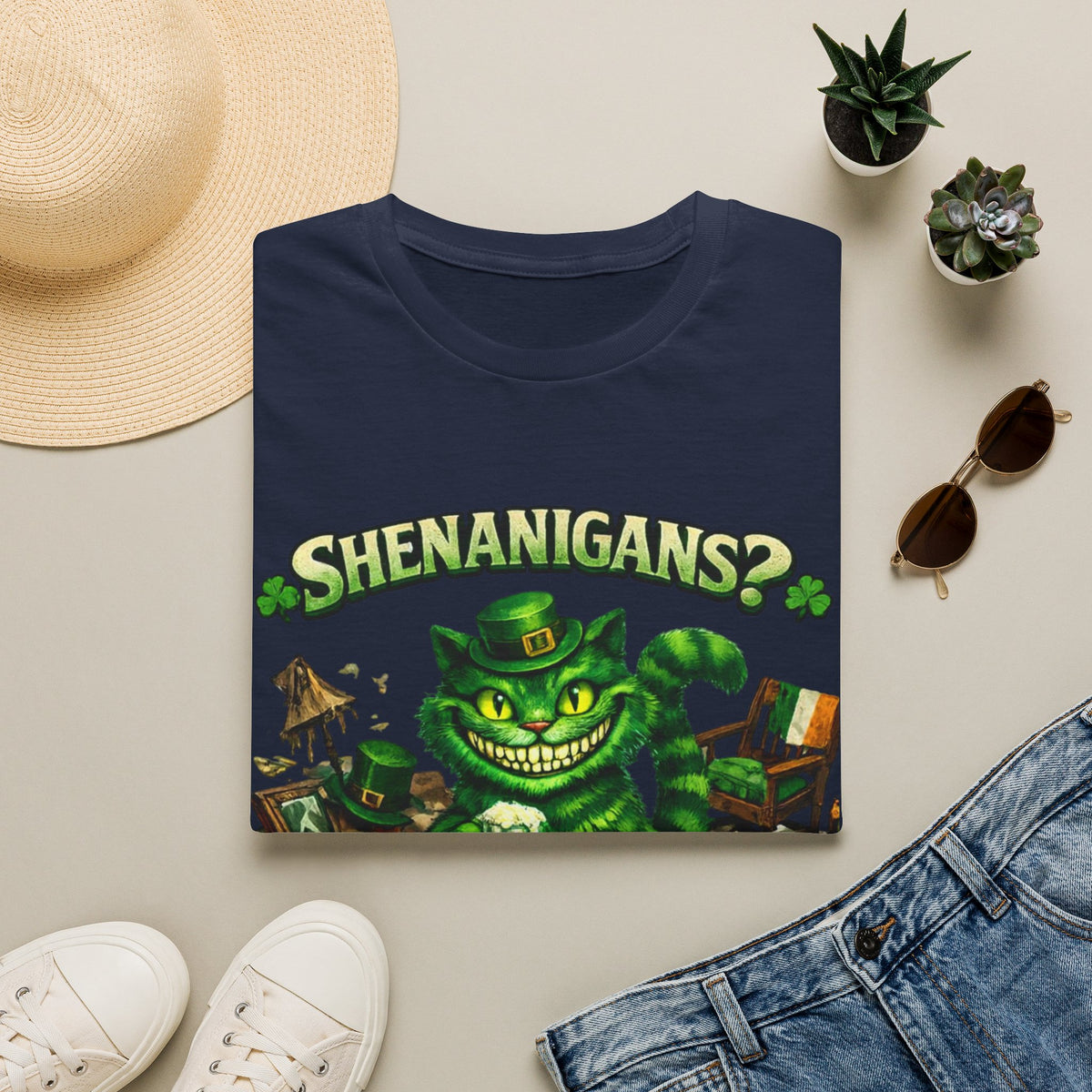 Cheshire Cat 'What Shenanigans?' T-Shirt | Humorous cat T | Irish humor T