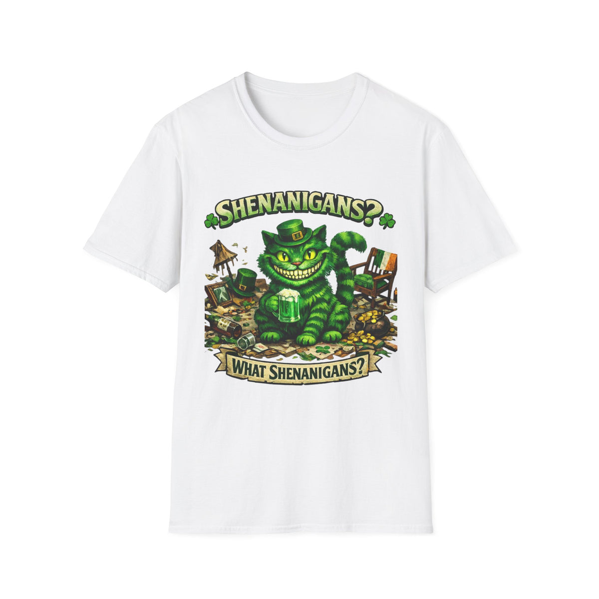 Cheshire Cat 'What Shenanigans?' T-Shirt | Humorous cat T | Irish humor T