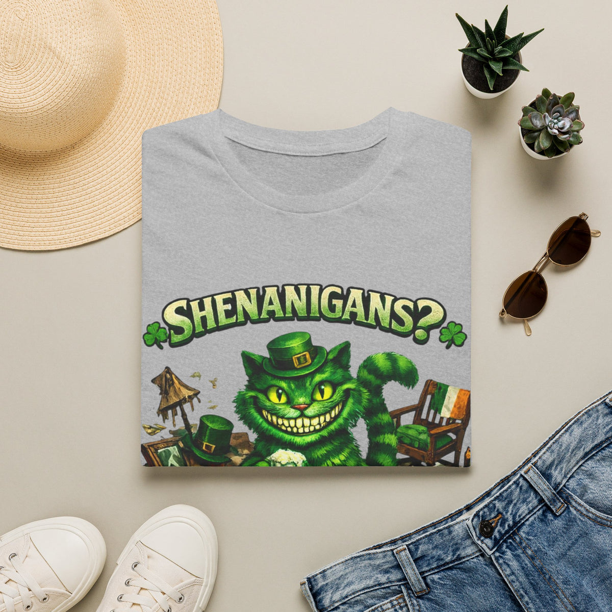 Cheshire Cat 'What Shenanigans?' T-Shirt | Humorous cat T | Irish humor T
