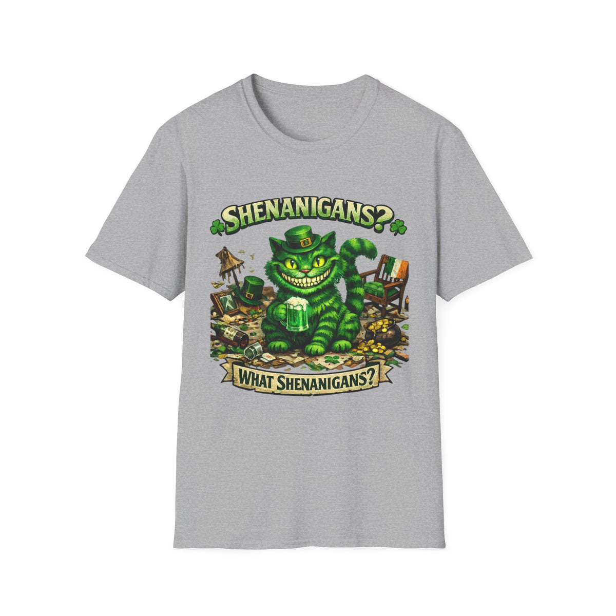 Cheshire Cat 'What Shenanigans?' T-Shirt | Humorous cat T | Irish humor T