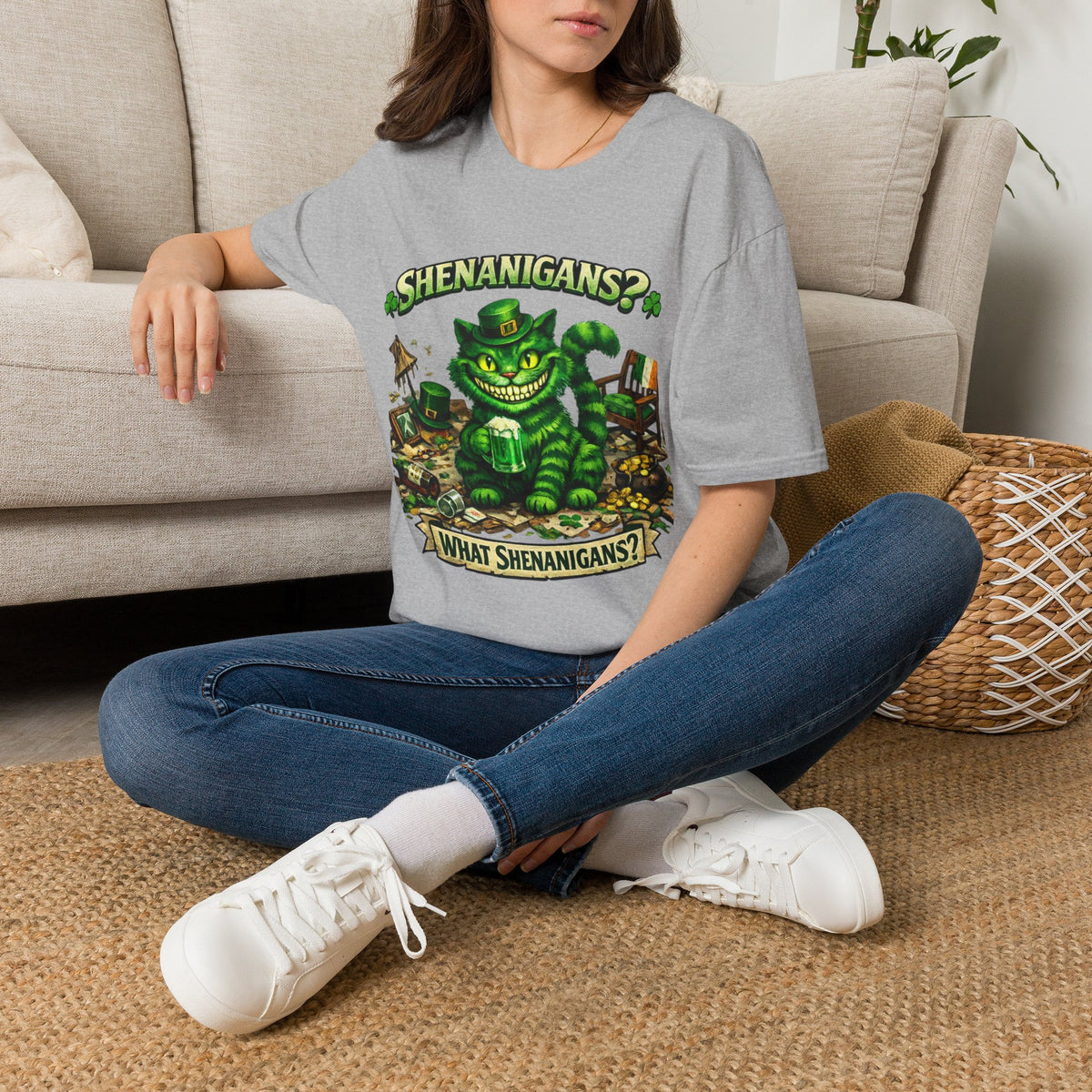 Cheshire Cat 'What Shenanigans?' T-Shirt | Humorous cat T | Irish humor T