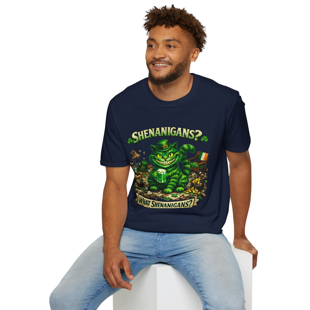 Cheshire Cat 'What Shenanigans?' T-Shirt | Humorous cat T | Irish humor T