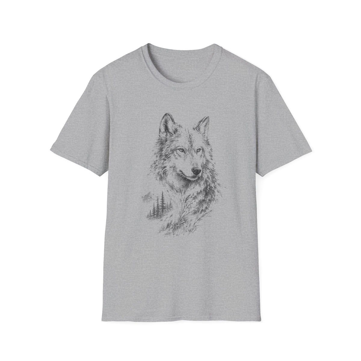 Wolf Sketch T-Shirt — Minimalist Nature Heavy Cotton Graphic Tee