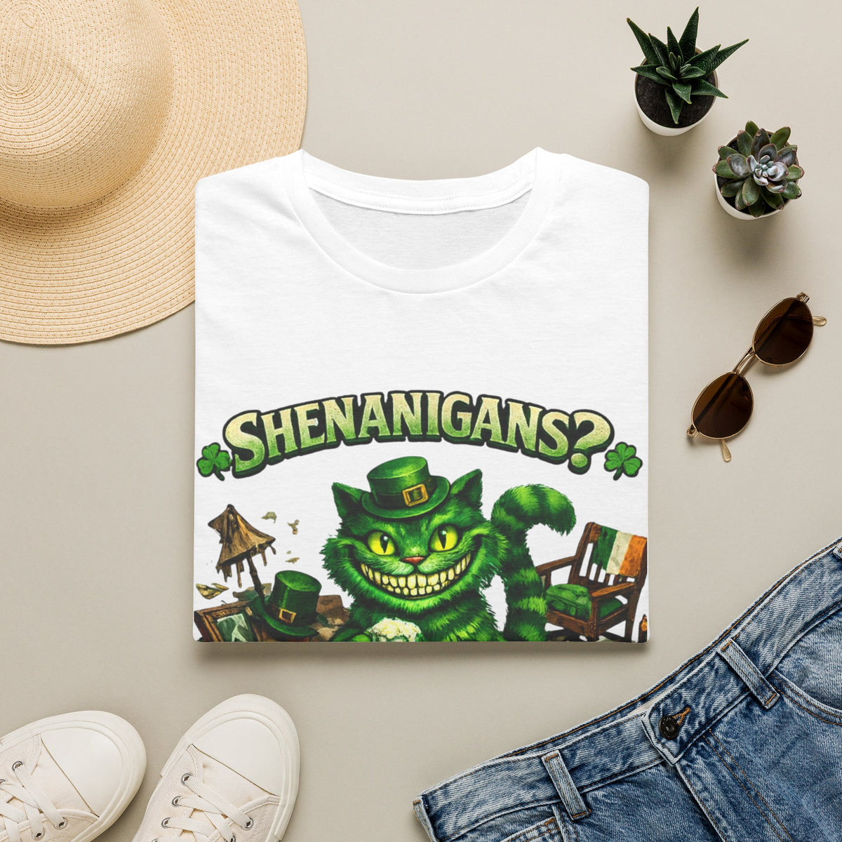 Cheshire Cat 'What Shenanigans?' T-Shirt | Humorous cat T | Irish humor T